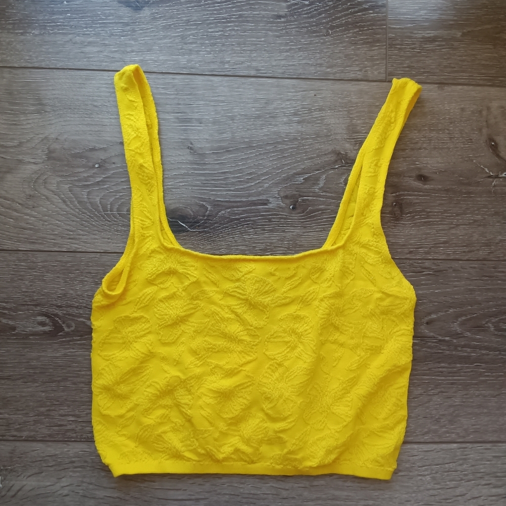 Anthropologie Hannah Seamless Textured Crop Tank Yellow - Picture 6 of 8
